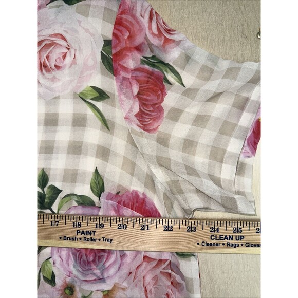 MONROE And MAIN Sheer Dress With Side Slits Size 1X Plus Floral Short Sleeve Key - Picture 8 of 9